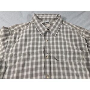 The North Face Shirt Mens LARGE Long Sleeve Button Up Gray Plaid Outdoors Hiking